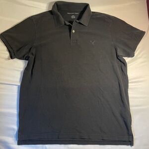 Vtg American Eagle Black Polo Shirt Mens Large L Classic Fit Embroidered Logo